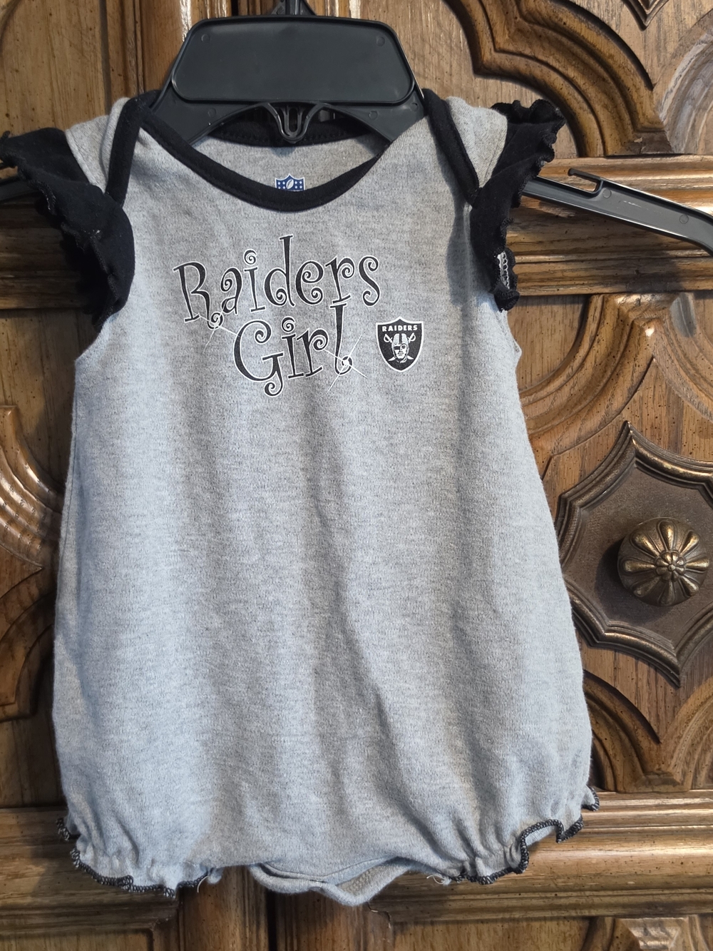 NFL Raiders Baby Romper in Gray and Black